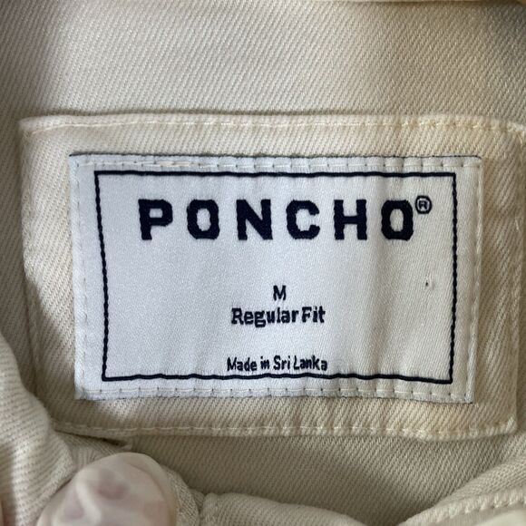 Poncho Snap Button Shirt Men's Medium Regular Fit Long Sleeve Beige Preppy - Picture 2 of 5